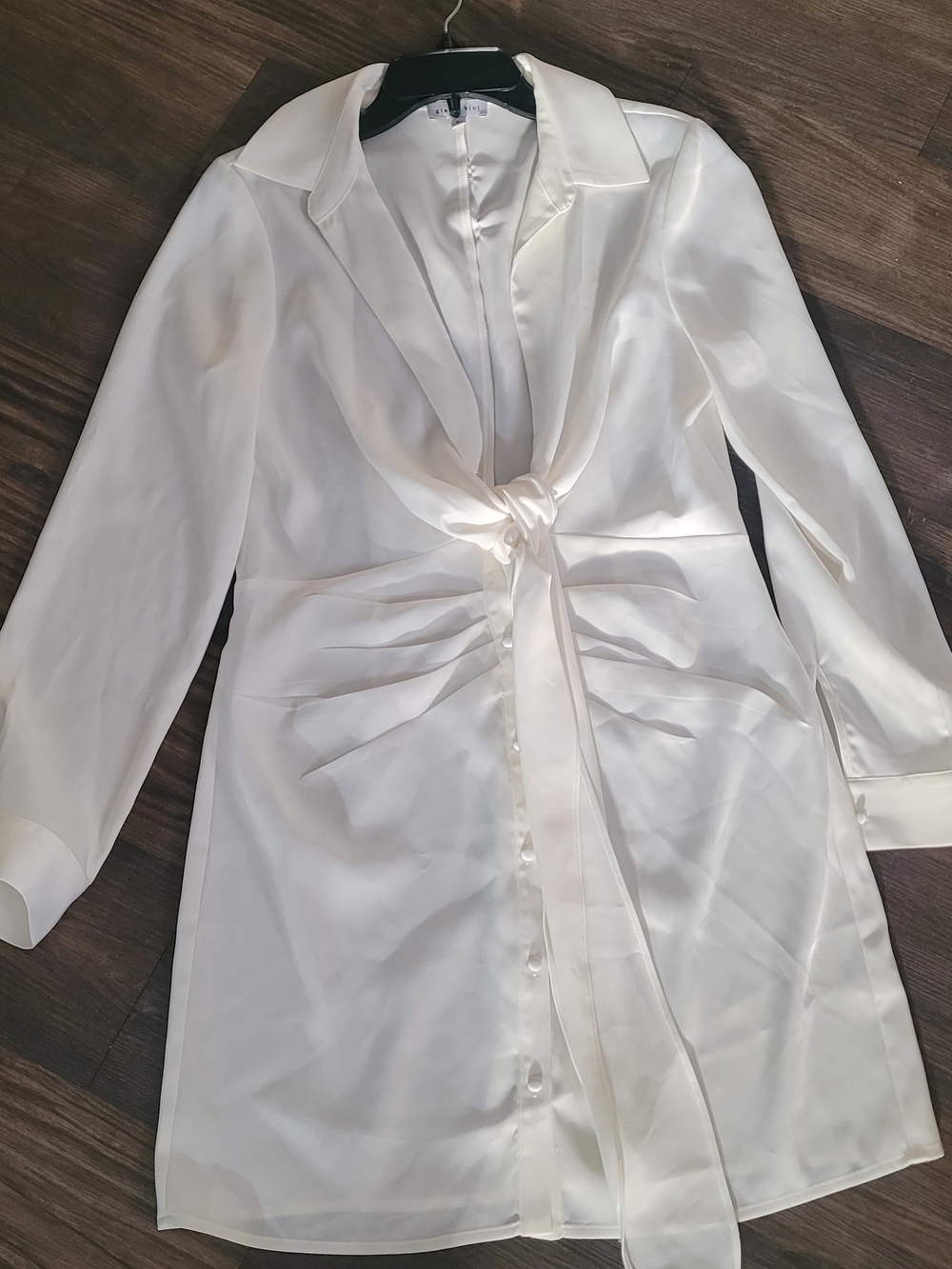 Gianni Bini White Satin Tie-Front Dress